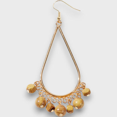 Solira – Vintage Drop Earrings with Wooden Elements