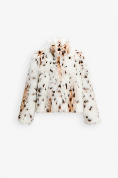 LEOPARD PRINT FAUX FUR JACKET