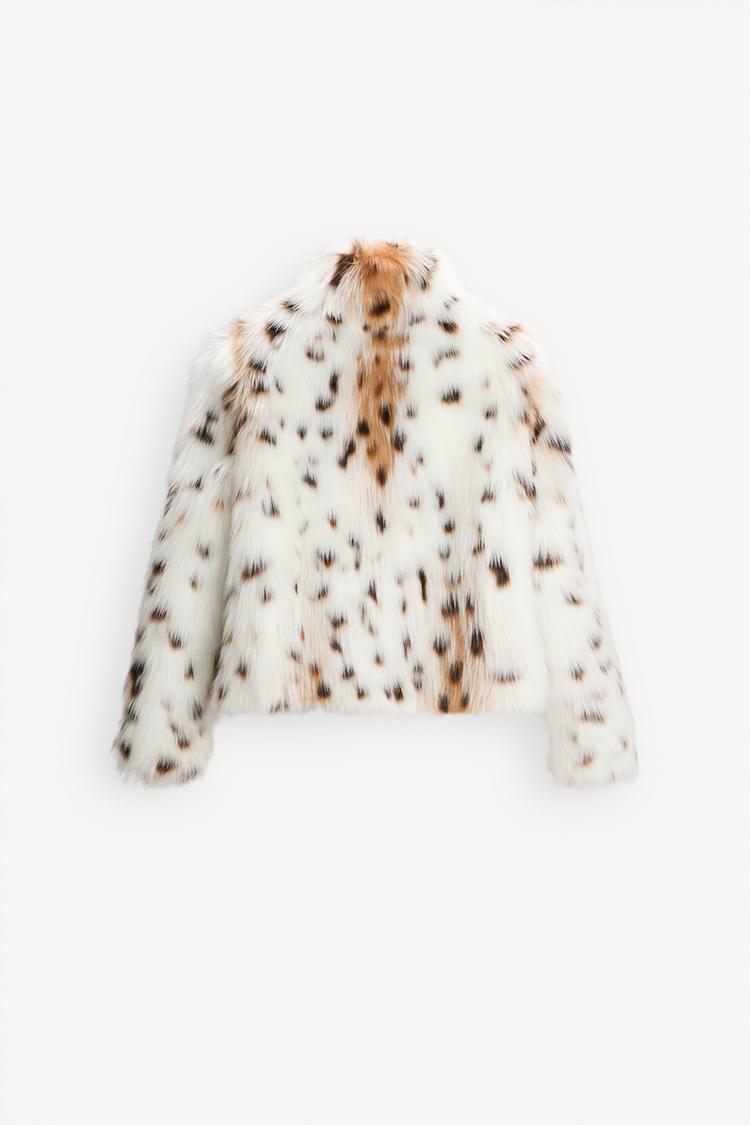 LEOPARD PRINT FAUX FUR JACKET