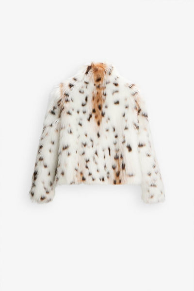 LEOPARD PRINT FAUX FUR JACKET
