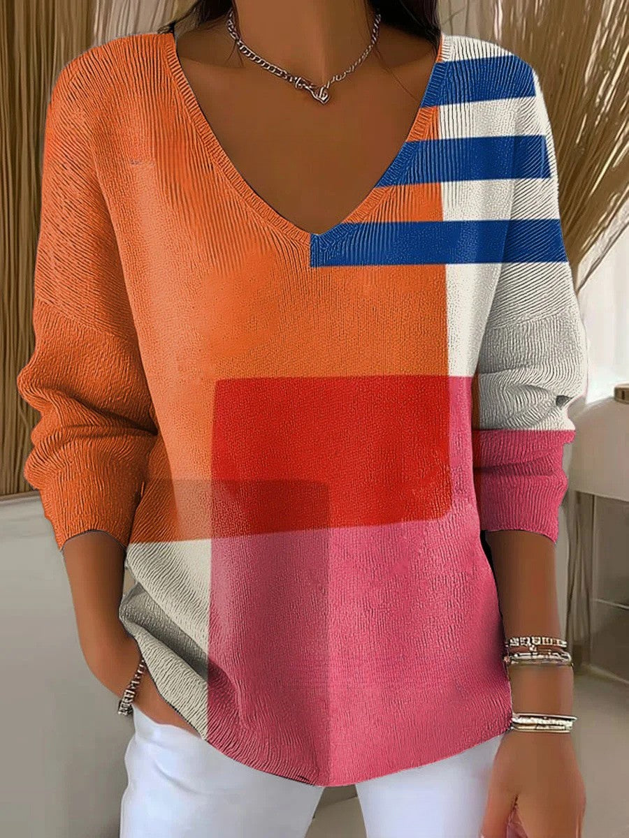 Béatrice – Colourful V-neck Jumper
