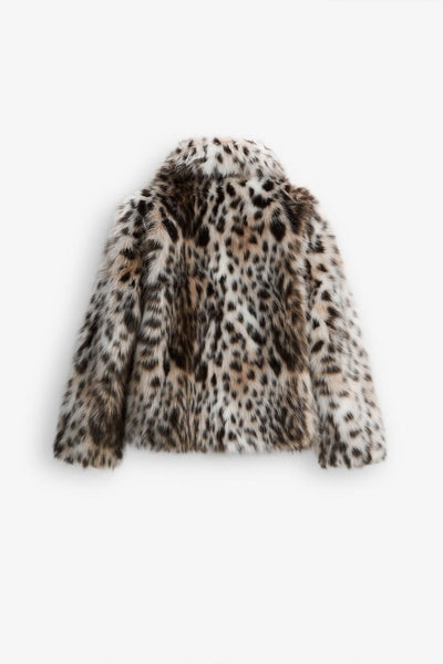LEOPARD PRINT FAUX FUR JACKET