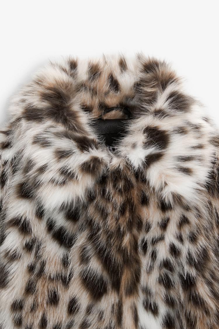 LEOPARD PRINT FAUX FUR JACKET