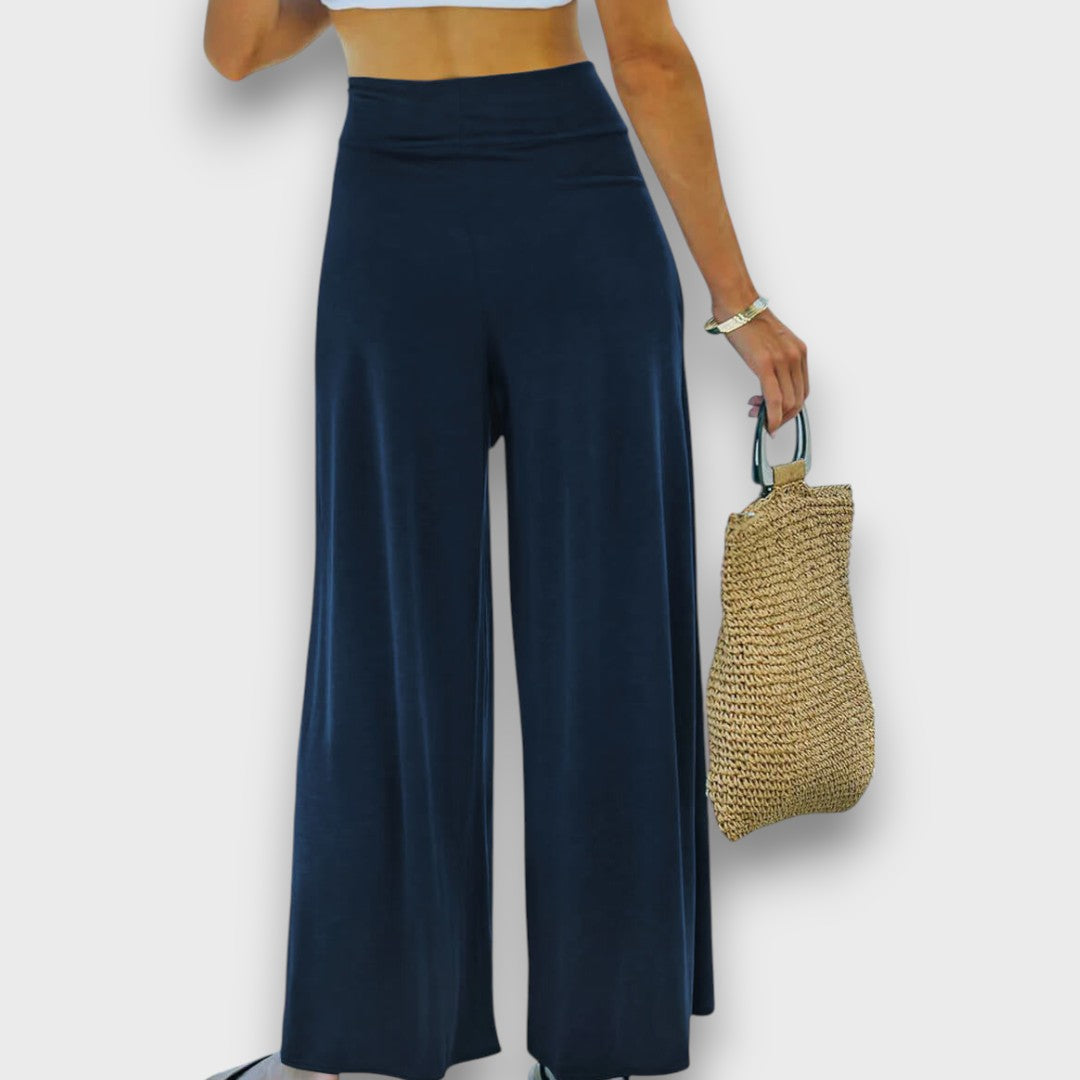Narella – Summer trousers with a crossover effect and tie belt