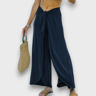 Narella – Summer trousers with a crossover effect and tie belt