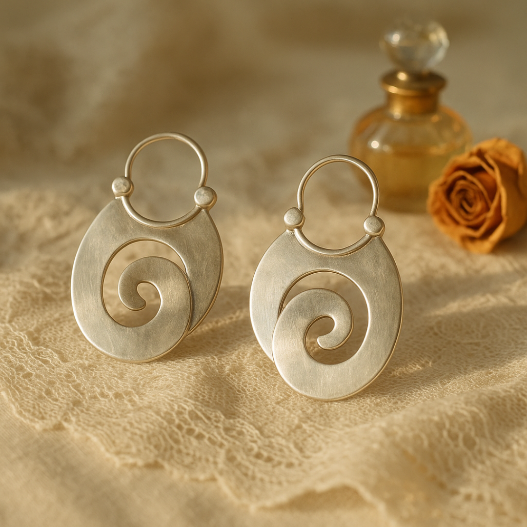 Unique Shaped Vintage Earrings – Silver Reflection with Character