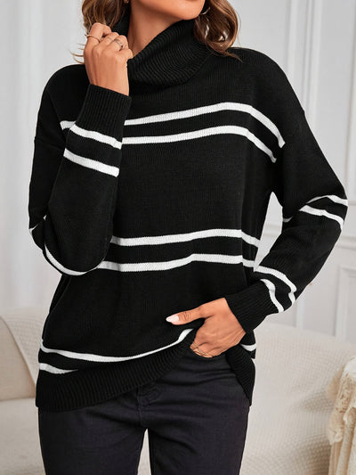 Thea – Striped High Neck Jumper