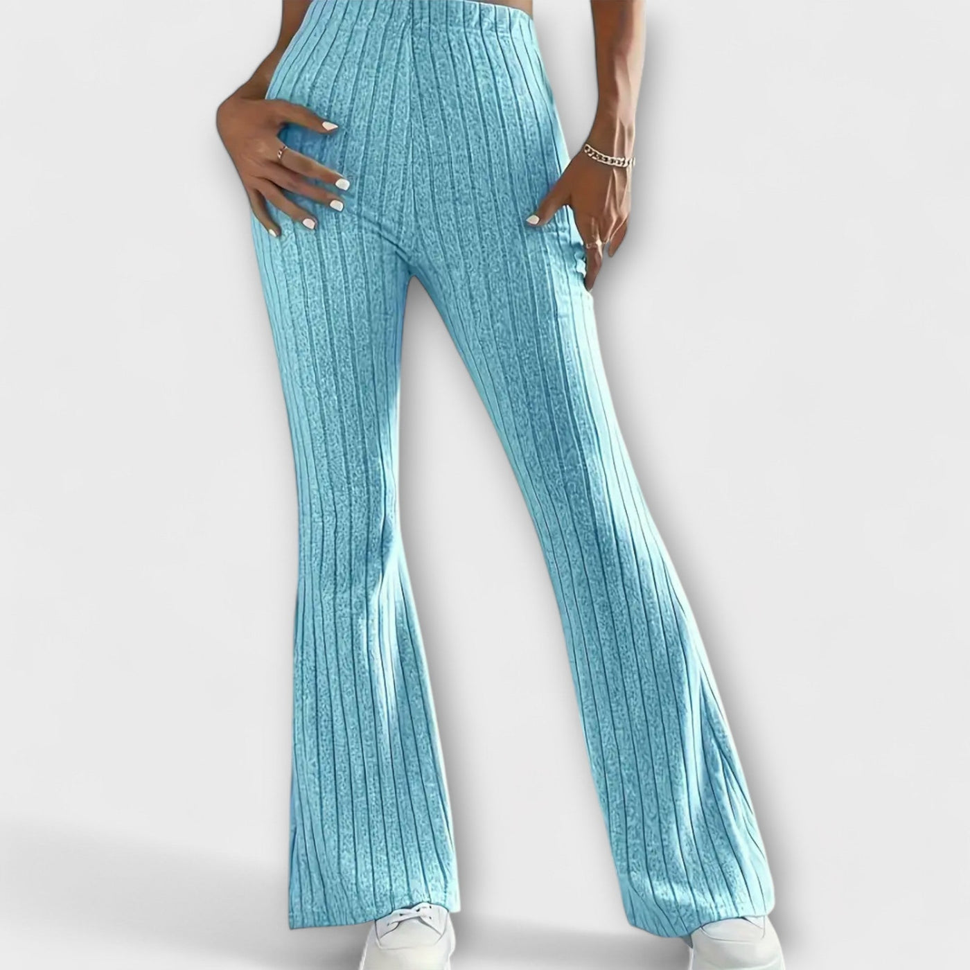 Luretta – Flared Trousers with Fine Structure