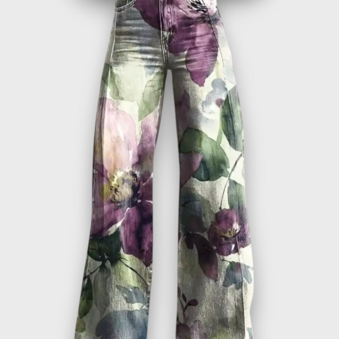 Maribel – Wide-leg Jeans with Floral Print
