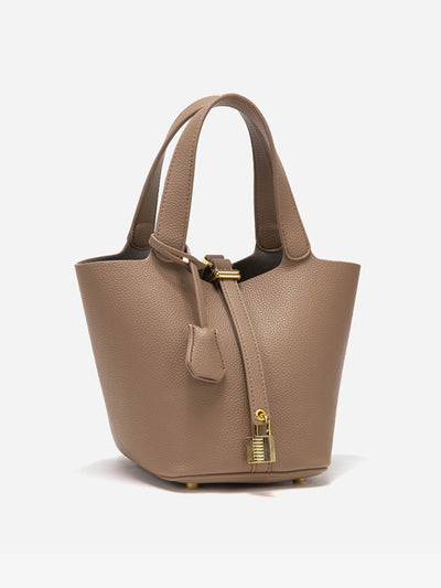 Glaiza | Elegant Gold-Lock Bucket Bag