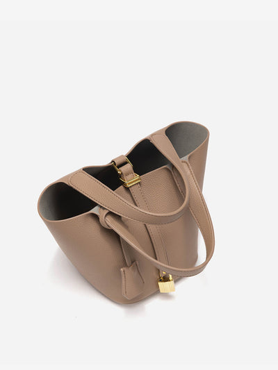 Glaiza | Elegant Gold-Lock Bucket Bag