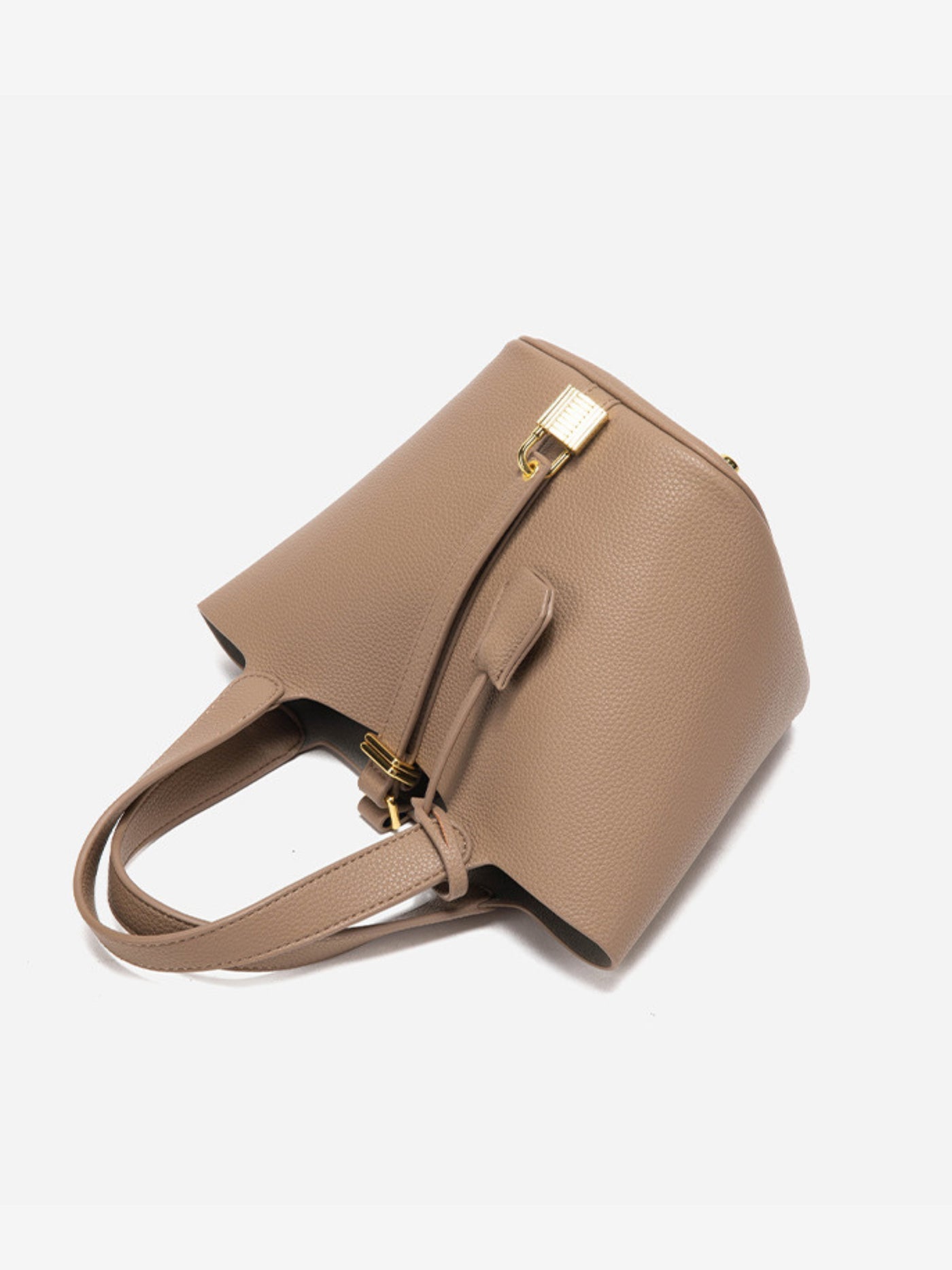 Glaiza | Elegant Gold-Lock Bucket Bag