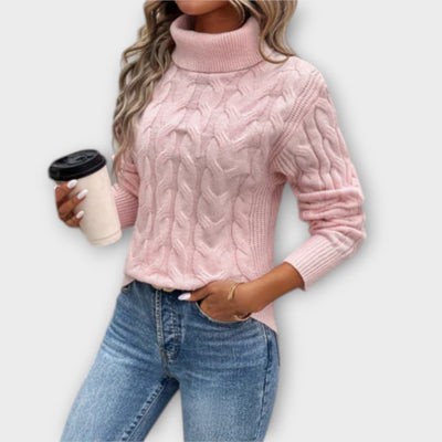 Amelia – Elegant High Neck Knitted Sweater