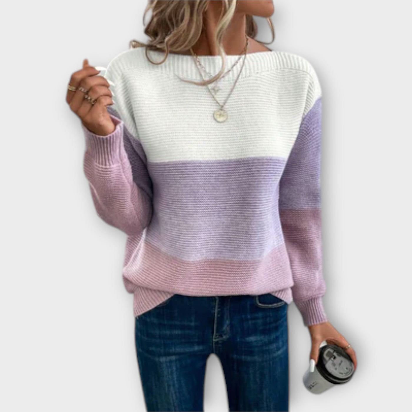 Clara - Elegant patchwork jumper in three colours