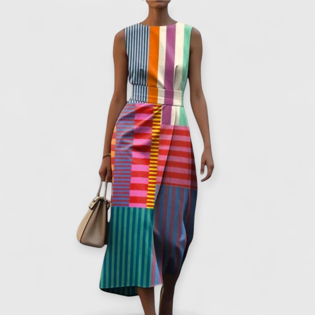 Tiffany – Multicolour Striped Sleeveless Dress