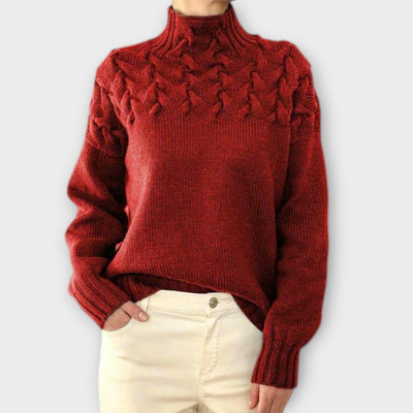 Eva - Women's Jumper with Cable Knit Details