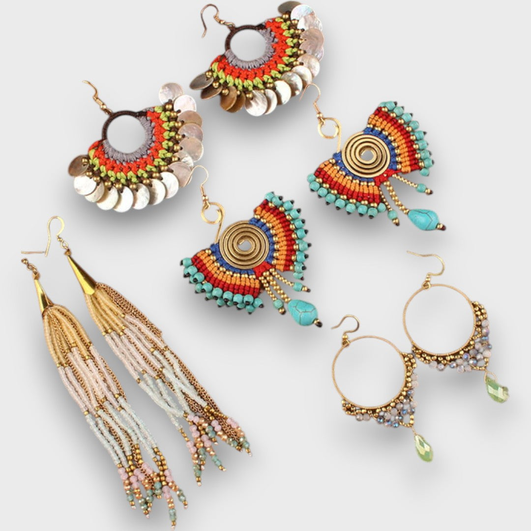 Isalda – Vintage Earrings with Wood and Pearls