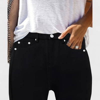 Floriale - Black High-Waisted Denim Jeans for Women