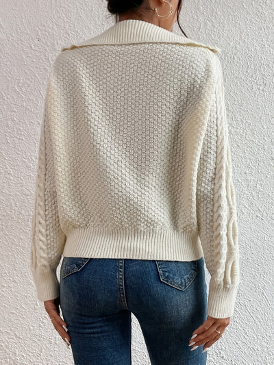 Harlow – Cable Knit Jumper with Zip Neck
