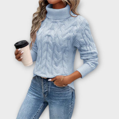 Amelia – Elegant High Neck Knitted Sweater
