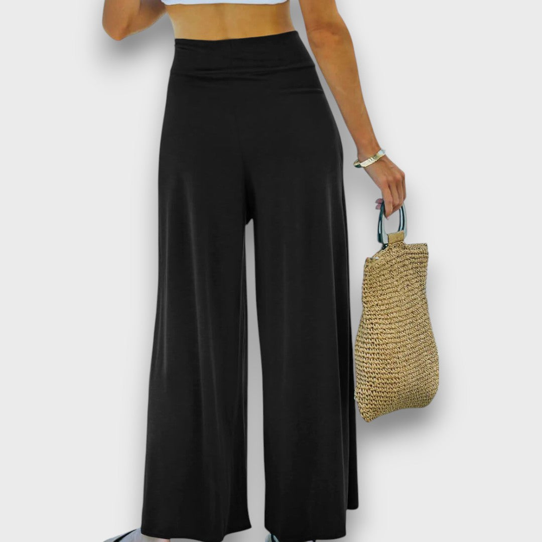 Narella – Summer trousers with a crossover effect and tie belt