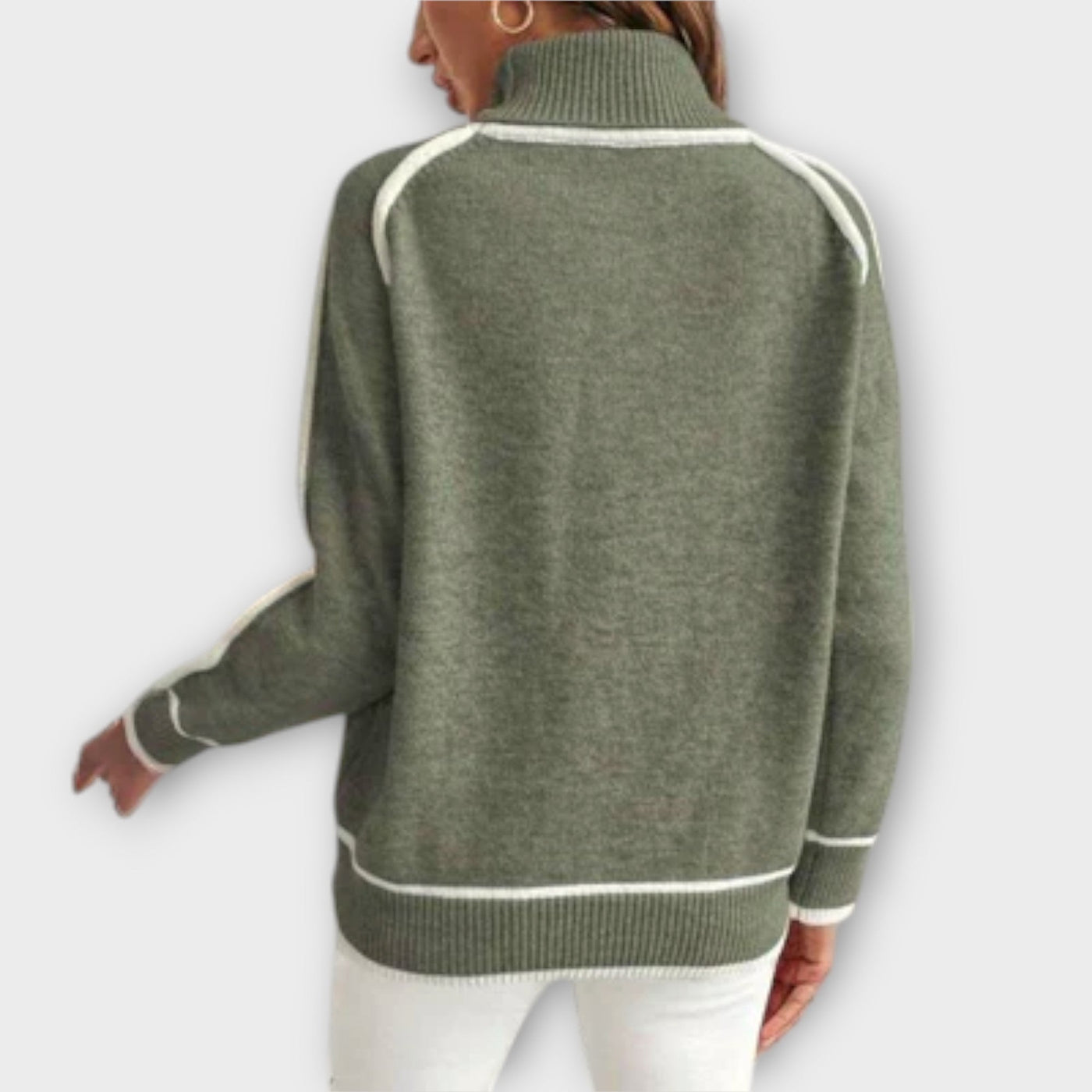 Christine - Luxury Olive Green Knit Pullover
