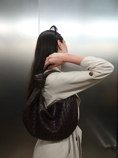 Giselle | Medium Woven Shoulder Bag with Knot