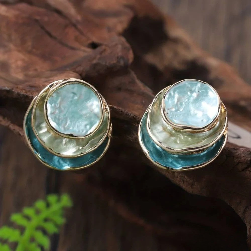 Vintage earrings with hand-painted finish