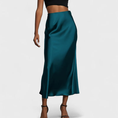Sasha - High-Waisted Midi Skirt in Satin for Women