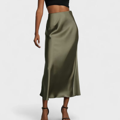 Sasha - High-Waisted Midi Skirt in Satin for Women