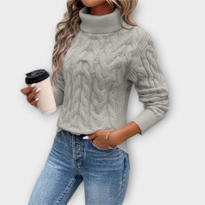 Amelia – Elegant High Neck Knitted Sweater