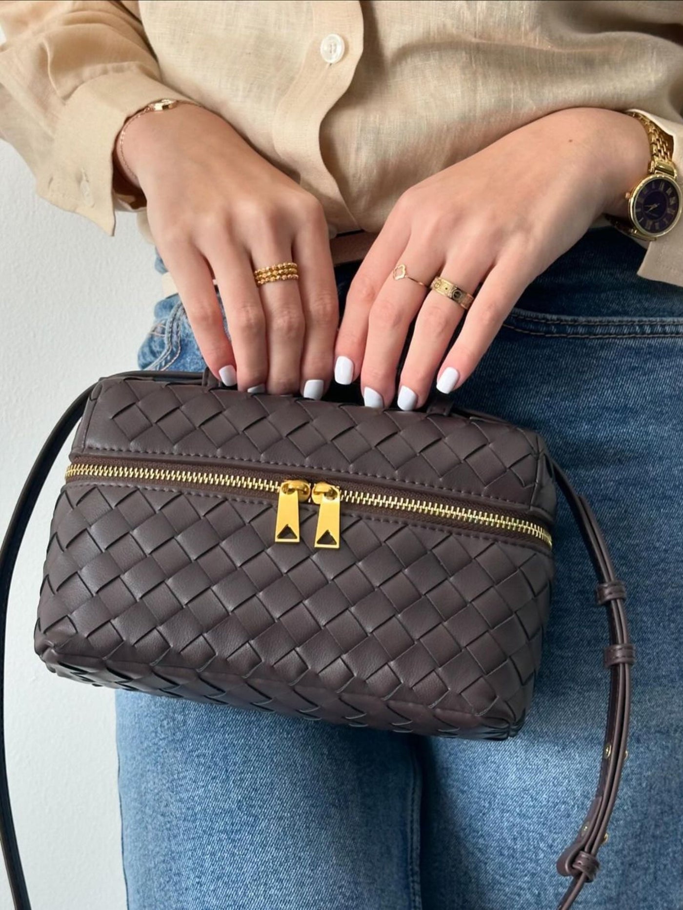 Juliette | Woven Structured Glossy Bag