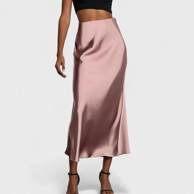 Sasha - High-Waisted Midi Skirt in Satin for Women