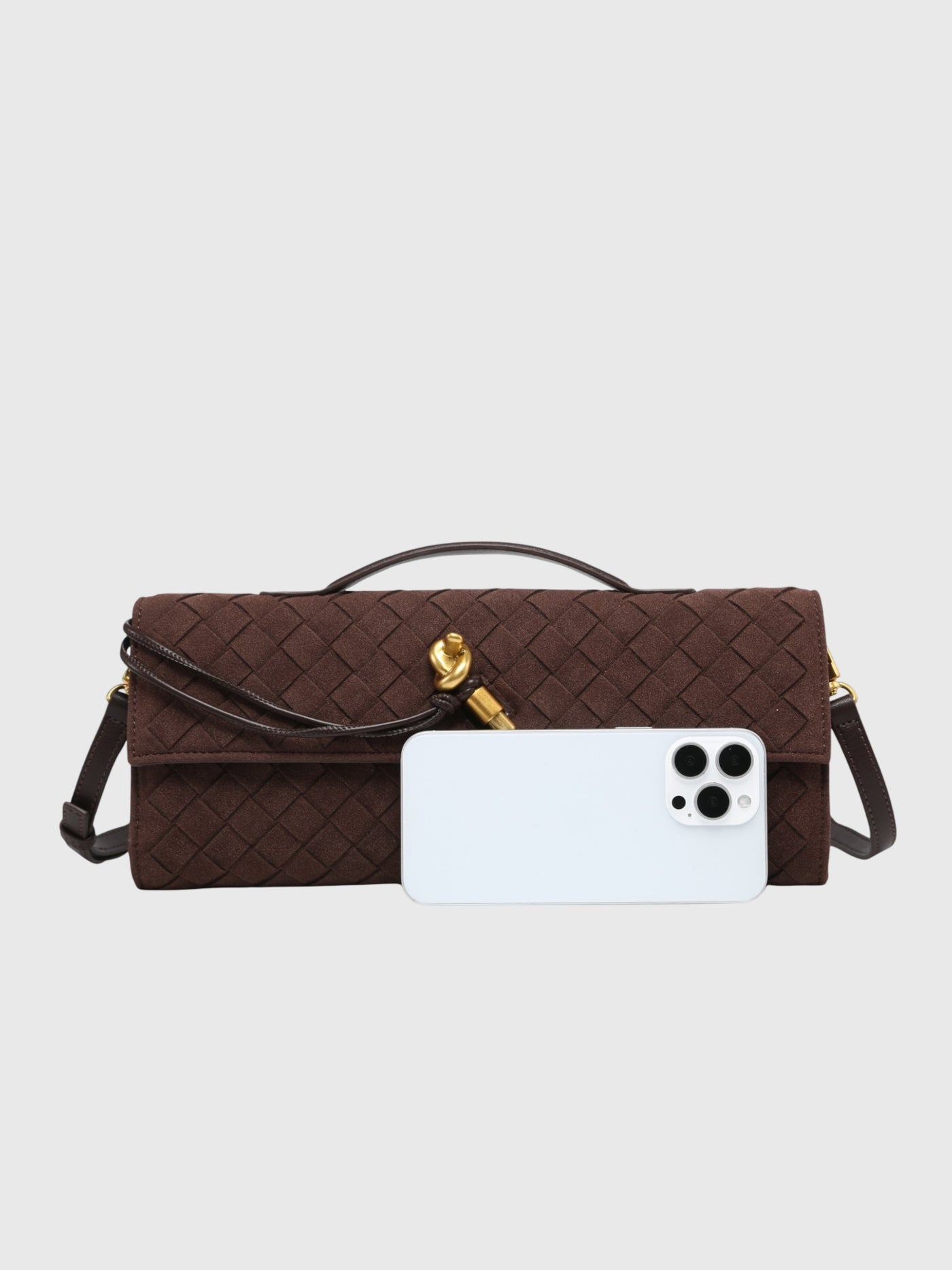 Cherry | Luxury Suede Intrecciato Clutch