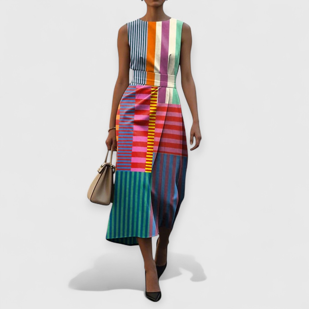 Tiffany – Multicolour Striped Sleeveless Dress
