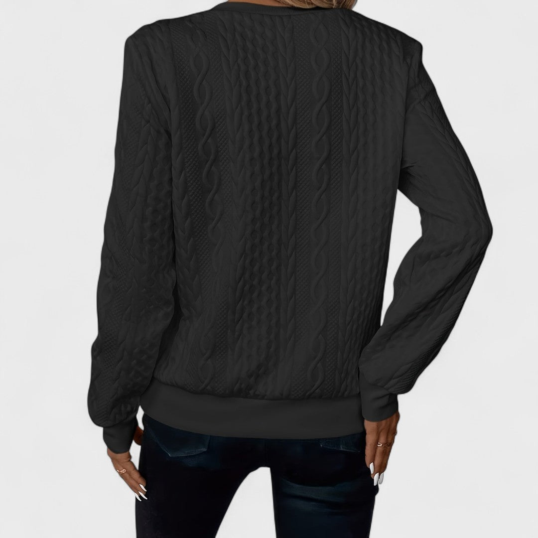 Minda - Women's Zip Sweater with Cable Knit