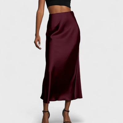 Sasha - High-Waisted Midi Skirt in Satin for Women