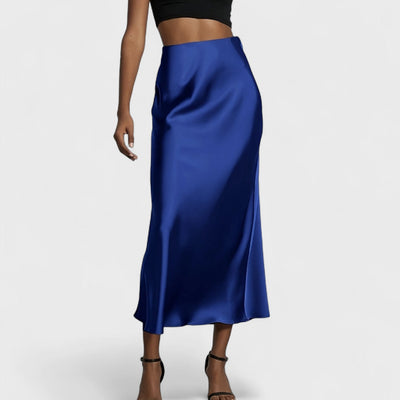 Sasha - High-Waisted Midi Skirt in Satin for Women