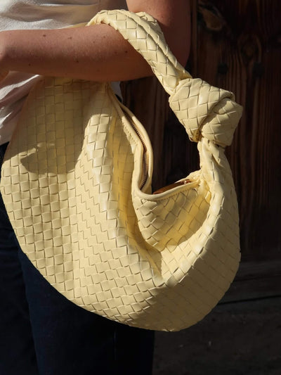 Giselle | Medium Woven Shoulder Bag with Knot