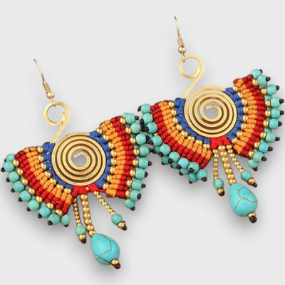 Isalda – Vintage Earrings with Wood and Pearls