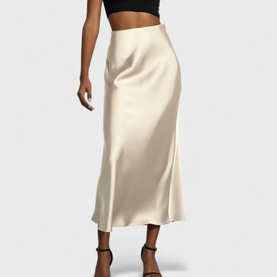 Sasha - High-Waisted Midi Skirt in Satin for Women