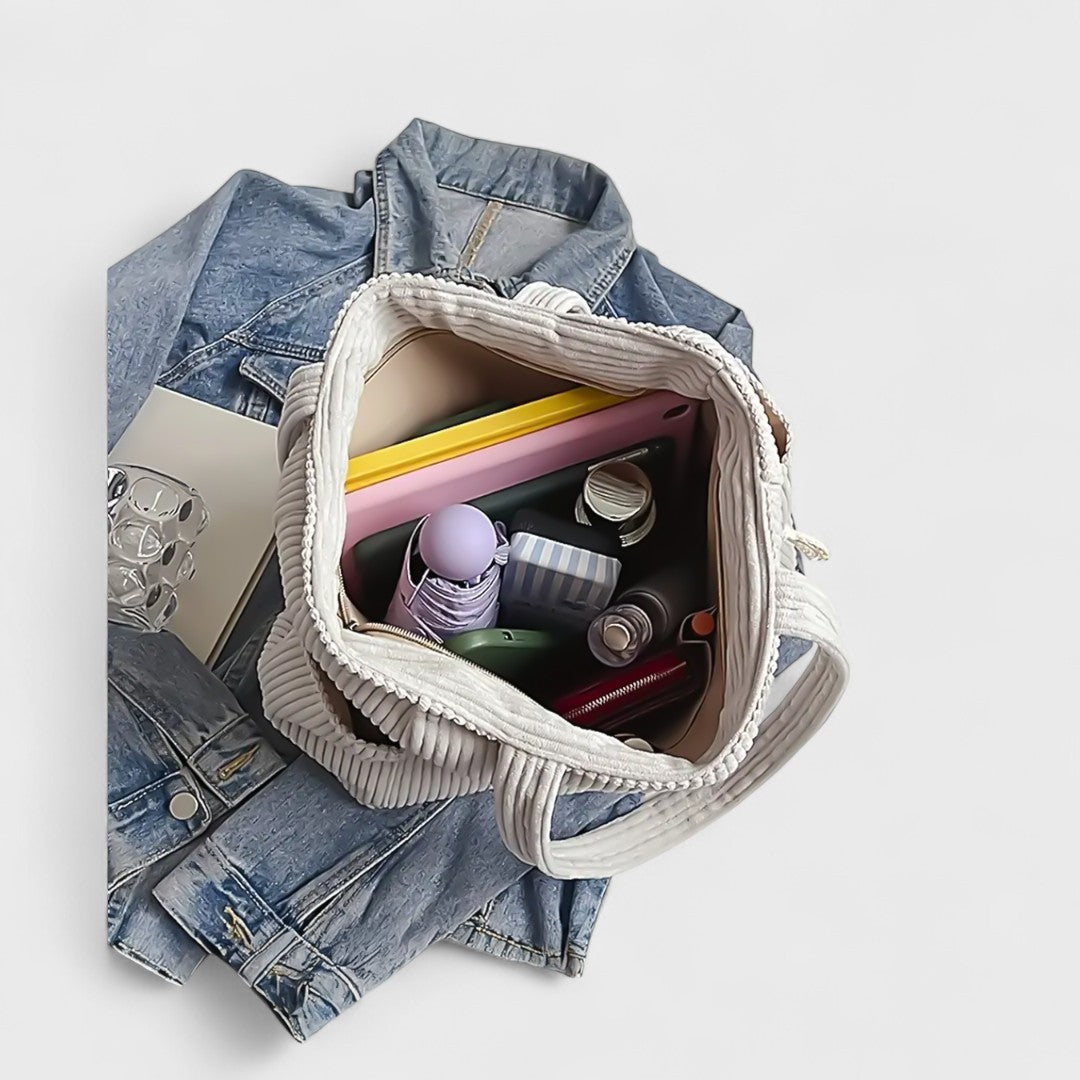 Tilda – Ribbed Tote Bag with Drawstring