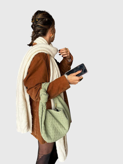 Celeste | Medium Woven Suede Bag with Knot