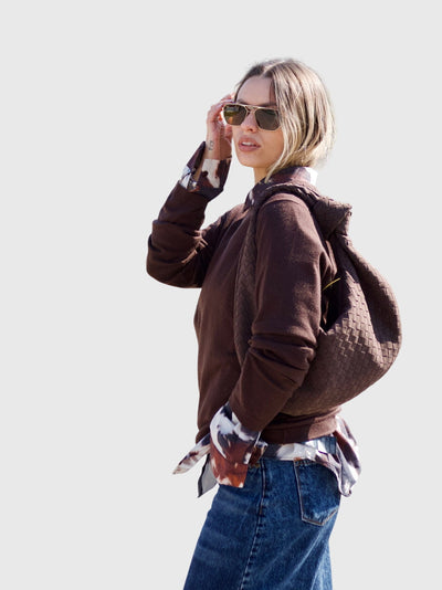 Celeste | Medium Woven Suede Bag with Knot