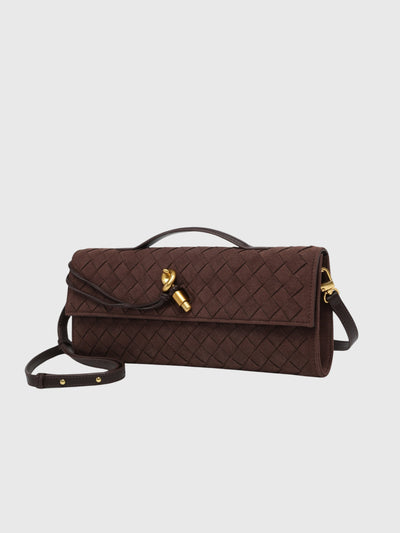 Cherry | Luxury Suede Intrecciato Clutch