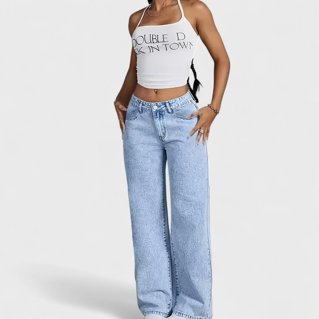 Mara - Women's Wide Leg Straight Jeans