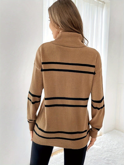 Thea – Striped High Neck Jumper
