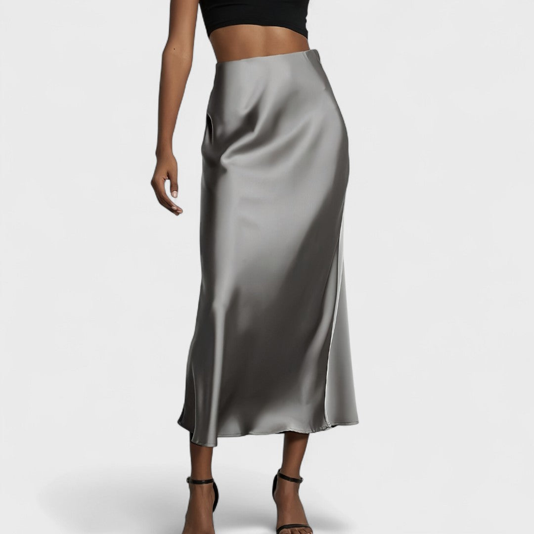 Sasha - High-Waisted Midi Skirt in Satin for Women