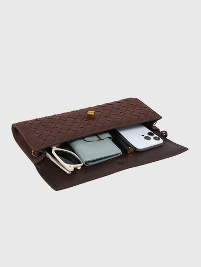 Cherry | Luxury Suede Intrecciato Clutch