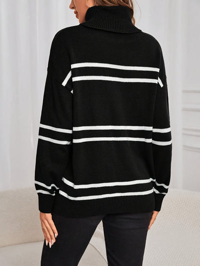 Thea – Striped High Neck Jumper
